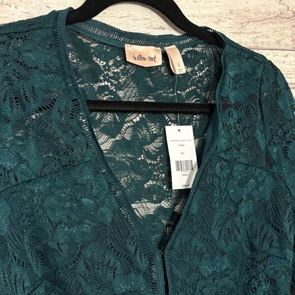 NWT Willow Root LS Lace Bodysuit w/ Bell Sleeve Large - Picture 4 of 7